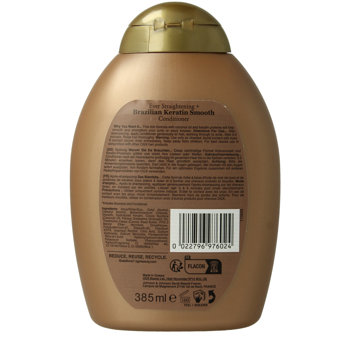 OGX Brazilian keratin smooth conditioner 385.00 Milliliter