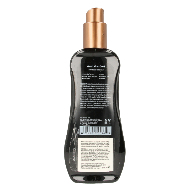 Australian Gold Spray gel met bronzer SPF10 237.00 Milliliter