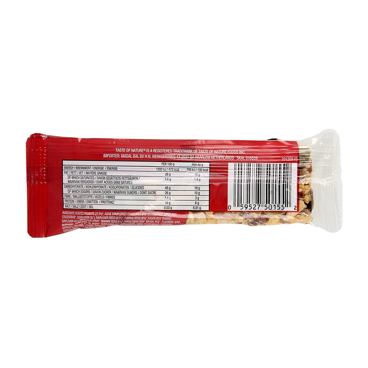 Taste Of Nature Cranberry granenreep bio 40.00 Gram