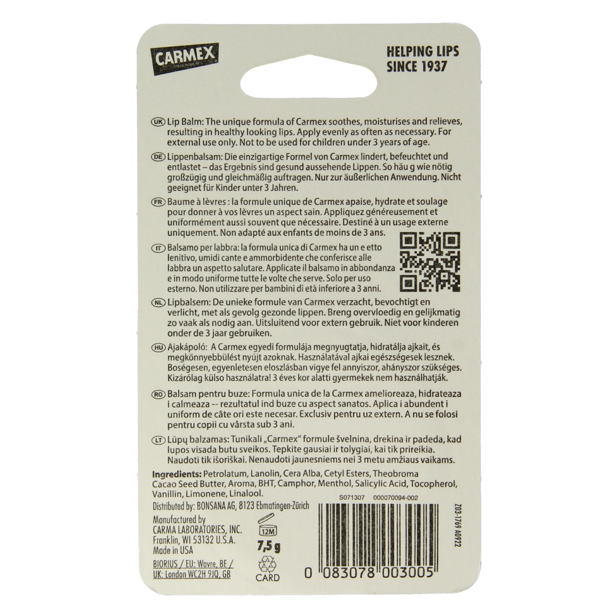 Carmex Lip balm classic potje 7.50 Gram