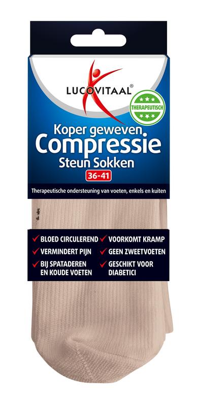 Lucovitaal Koper compressie sok maat 36-41 huidskleur 1.00 Paar