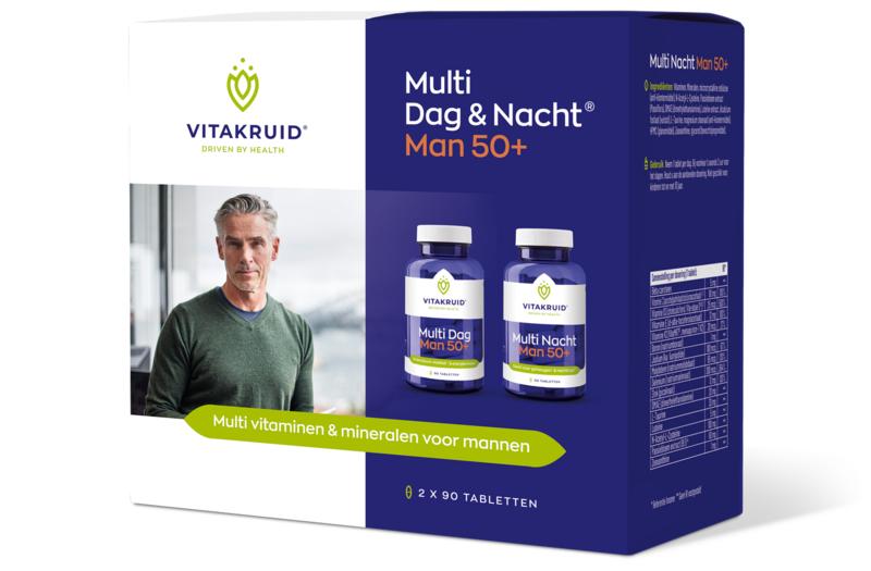 Vitakruid Multi Dag & Nacht Man 50+ 100% Vegan 2 x 90 180.00 Tabletten