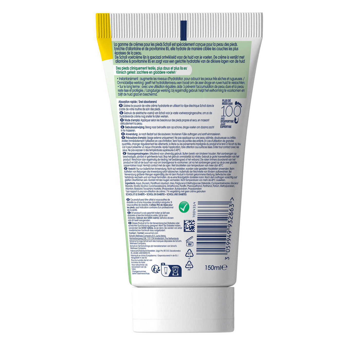 Dr. Scholl's Voet & nagelcreme intens voedend 150.00 Milliliter