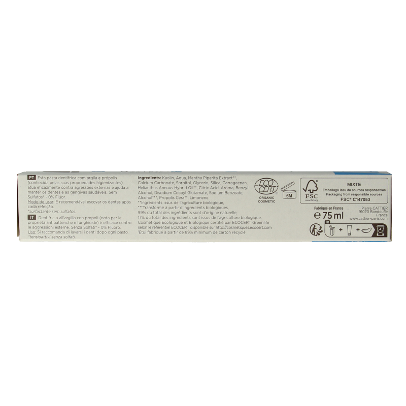 Cattier Tandpasta propolis 75 Milliliter
