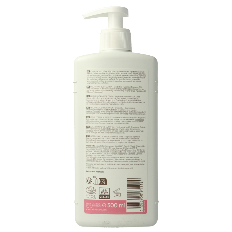 Cattier Body milk shea butter/geranium 500 Milliliter