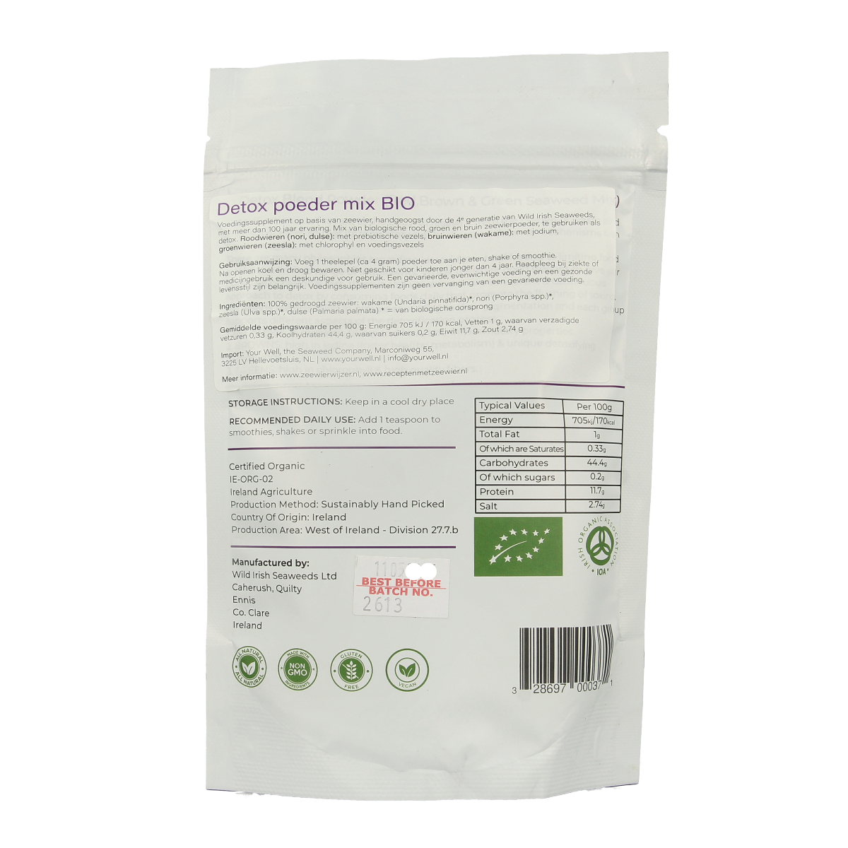 Wild Irish Detox zeewier poeder mix bio 225.00 Gram