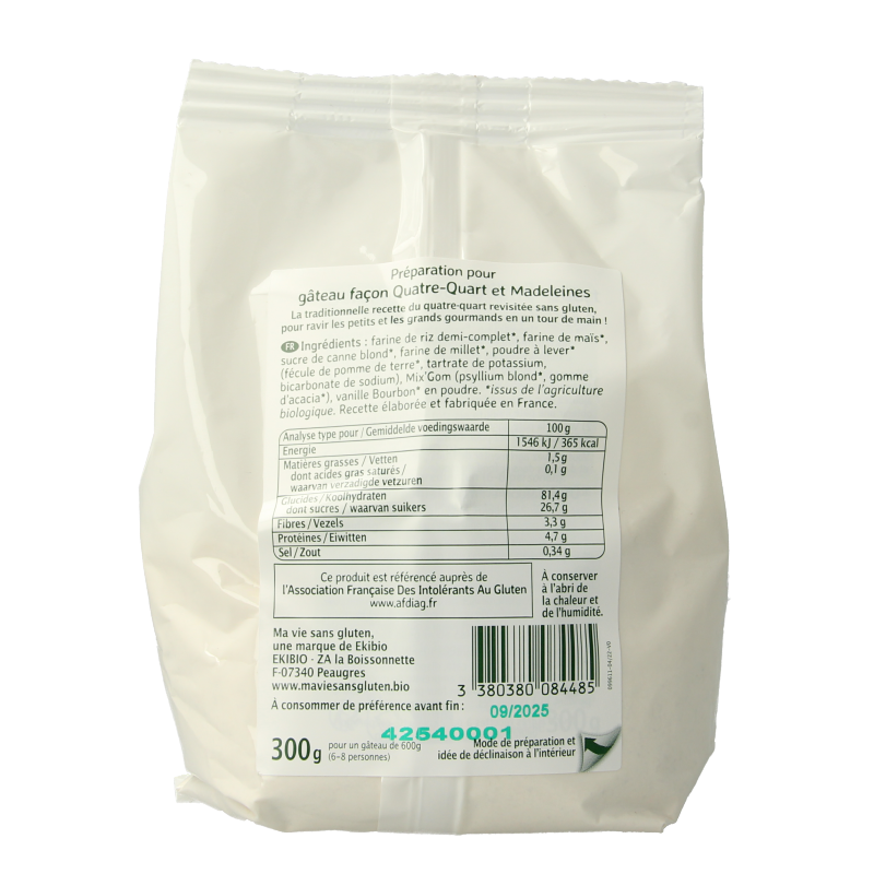 Ma Vie Sans Cakemix glutenvrij bio 300 Gram