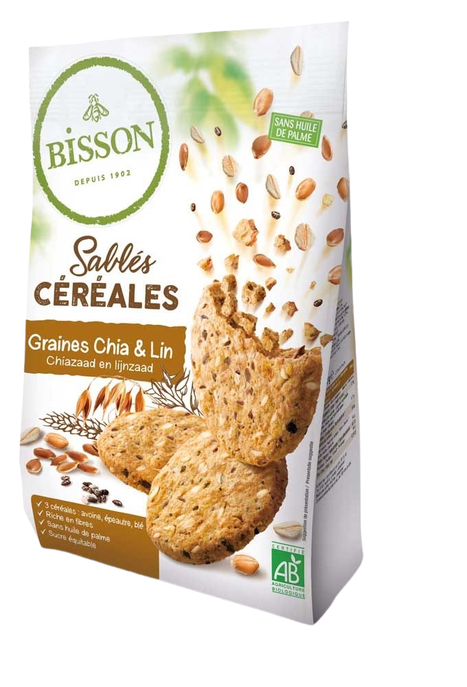 Bisson Zandkoekjes chia & lijnzaad bio 200.00 Gram