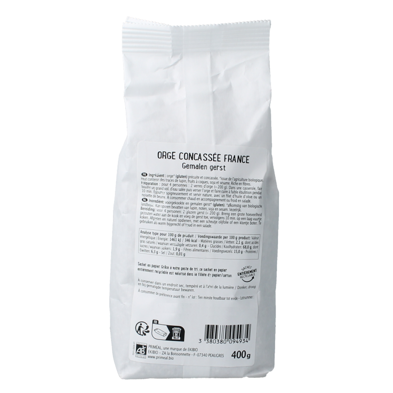 Primeal Gemalen gerst bio 400 Gram