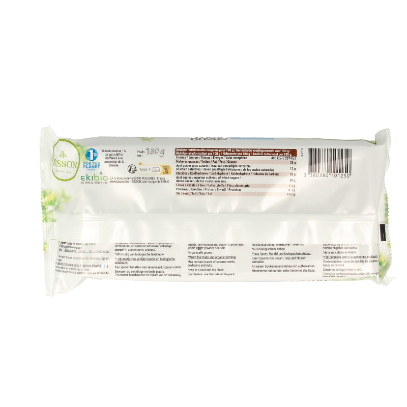 Bisson Stick choco melkchocolade bio 130.00 Gram