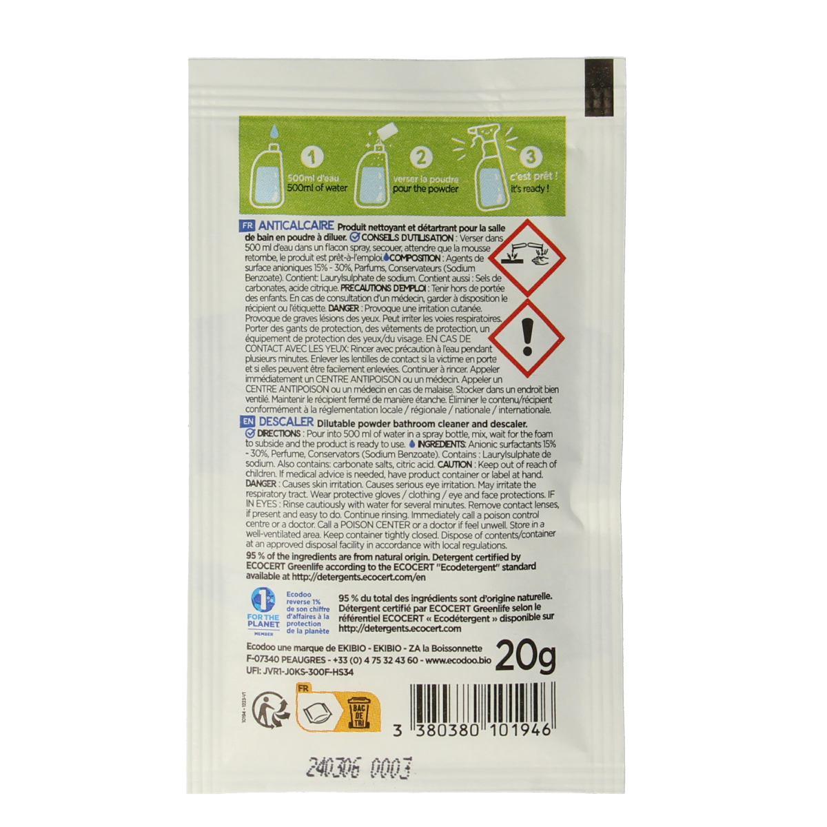 Ecodoo Kalkreiniger poeder oplosbaar eco 20.00 Gram