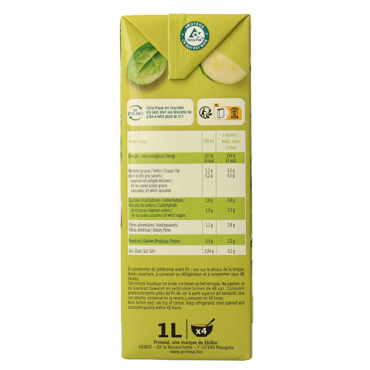 Primeal Groene groentesoep bio 1.00 Liter