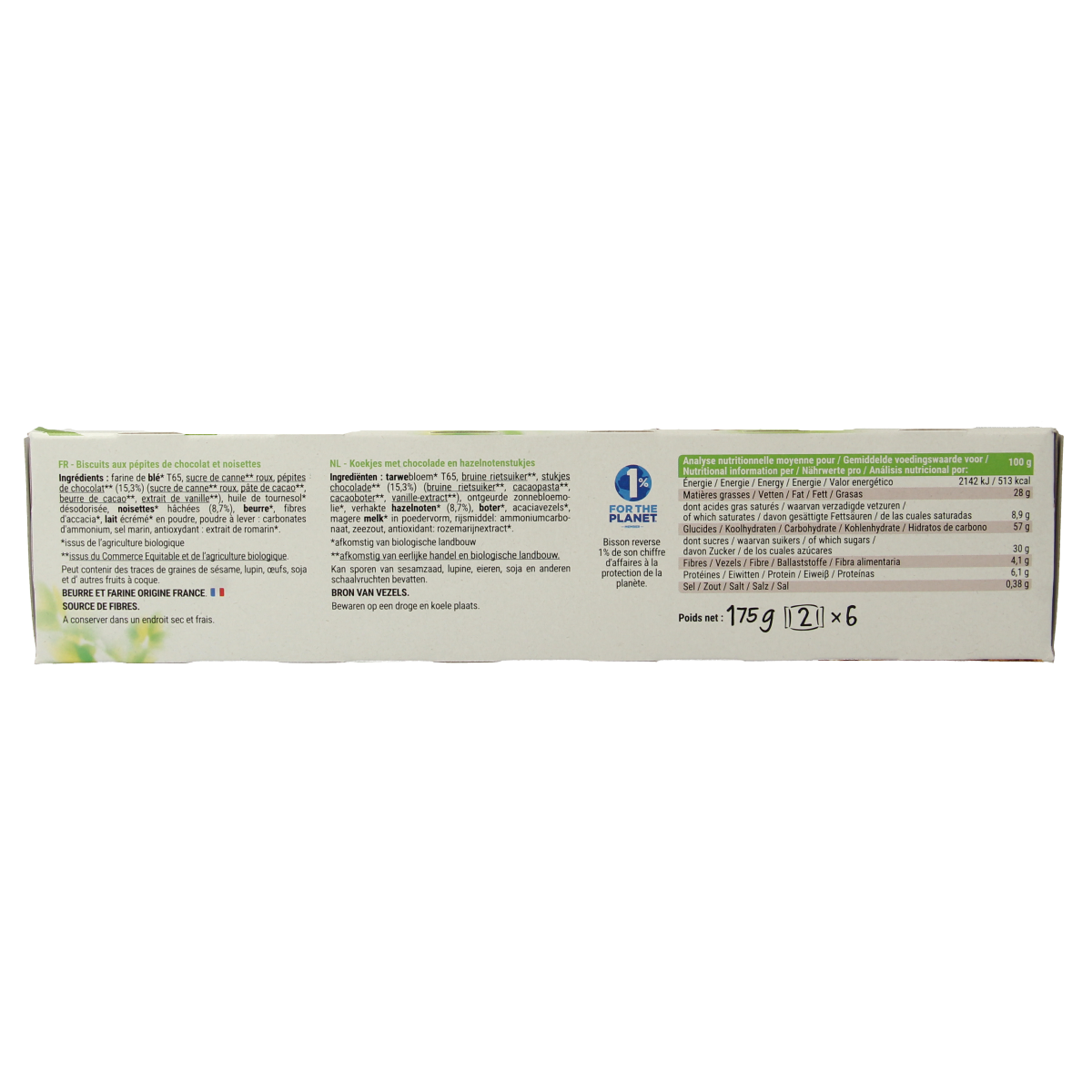 Bisson Choco hazelnoot cookies bio 175.00 Gram