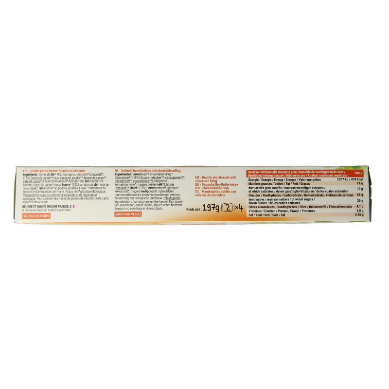 Bisson Petit beurre biscuit met chocolade bio 197 Gram