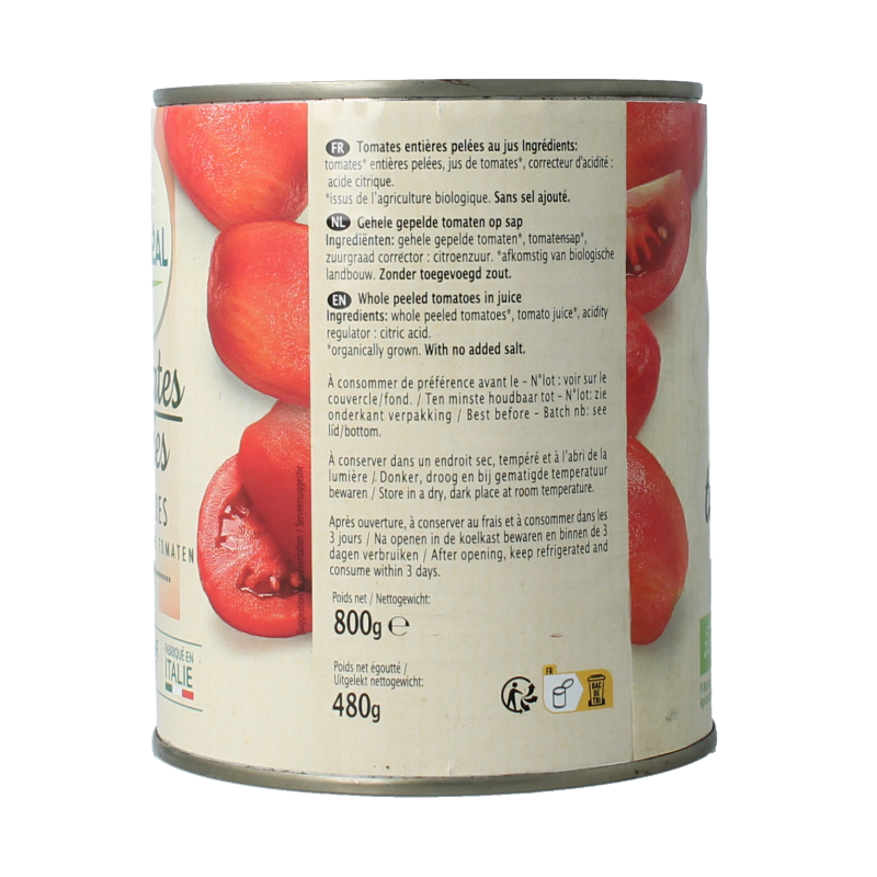 Primeal Tomaten gepeld bio 800.00 Gram