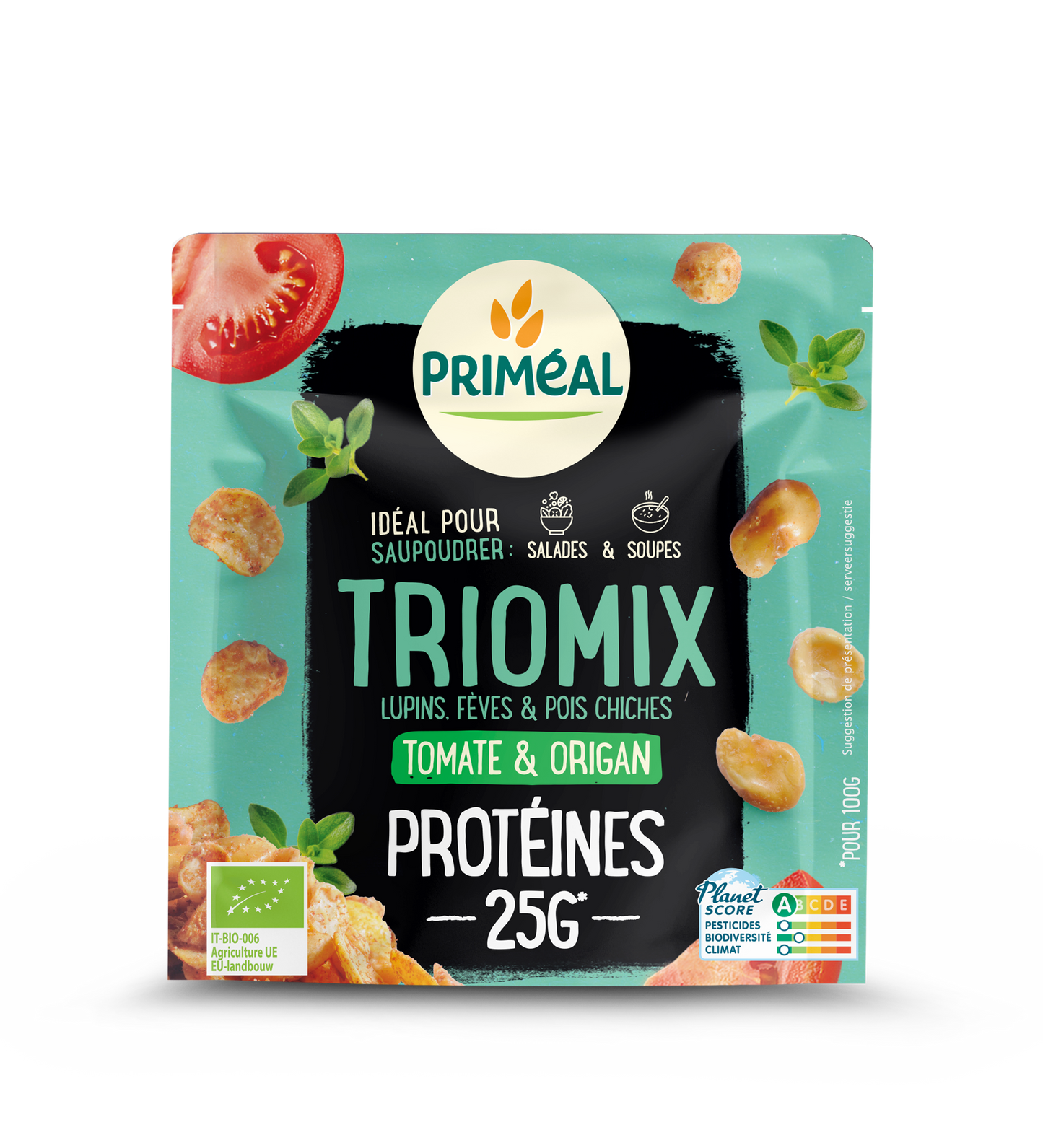 Primeal Trio mix proteine topping tomaat oregano bio 70.00 Gram