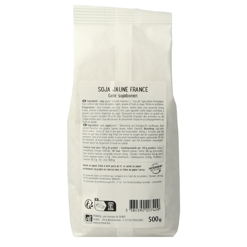 Primeal Sojabonen geel bio 500 Gram