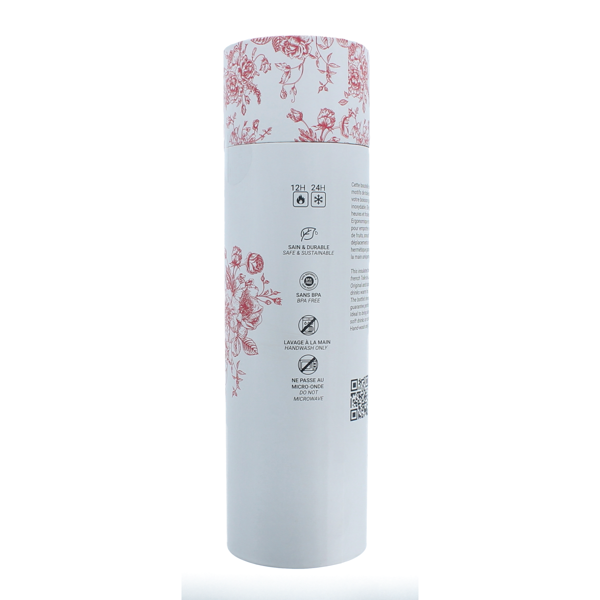 Yoko Drinkfles Toile de Jouy red isotherm 500ml 1.00 Stuks
