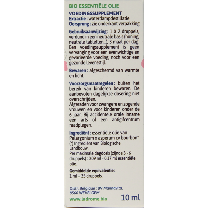 Ladrome Roos geranium olie bio 10 Milliliter