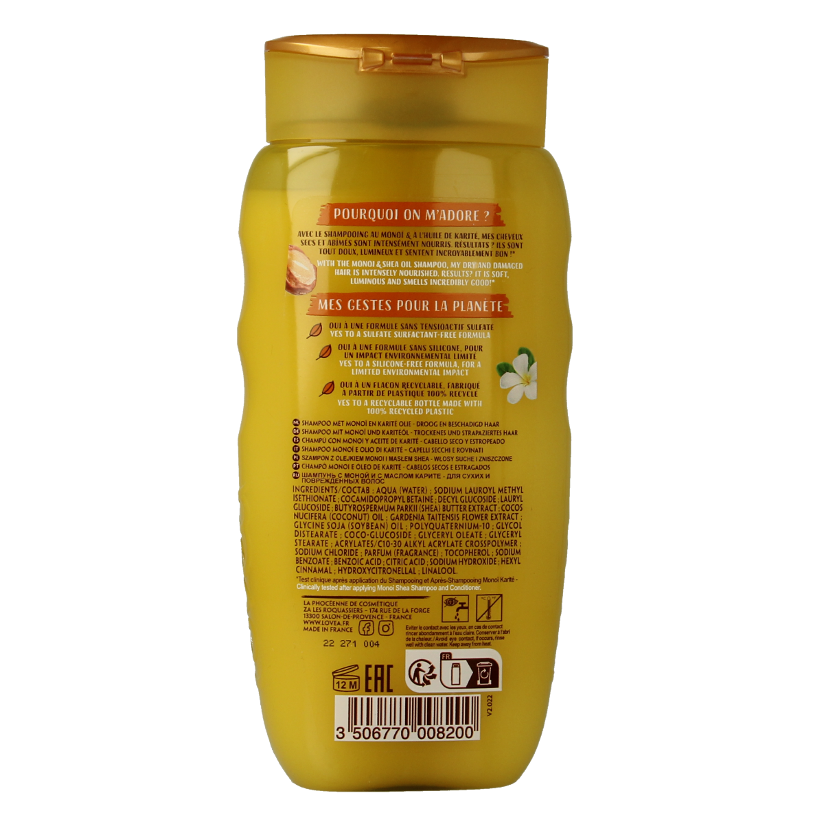 Lovea Shampoo Monoi & karite Shea oil 250.00 Milliliter