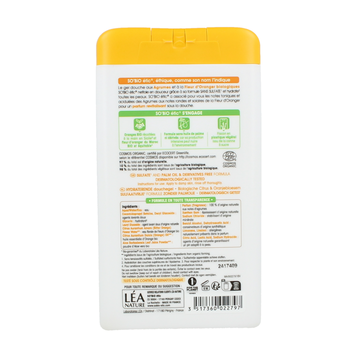 So Bio Etic Showergel citroen orange blossom 450.00 Milliliter