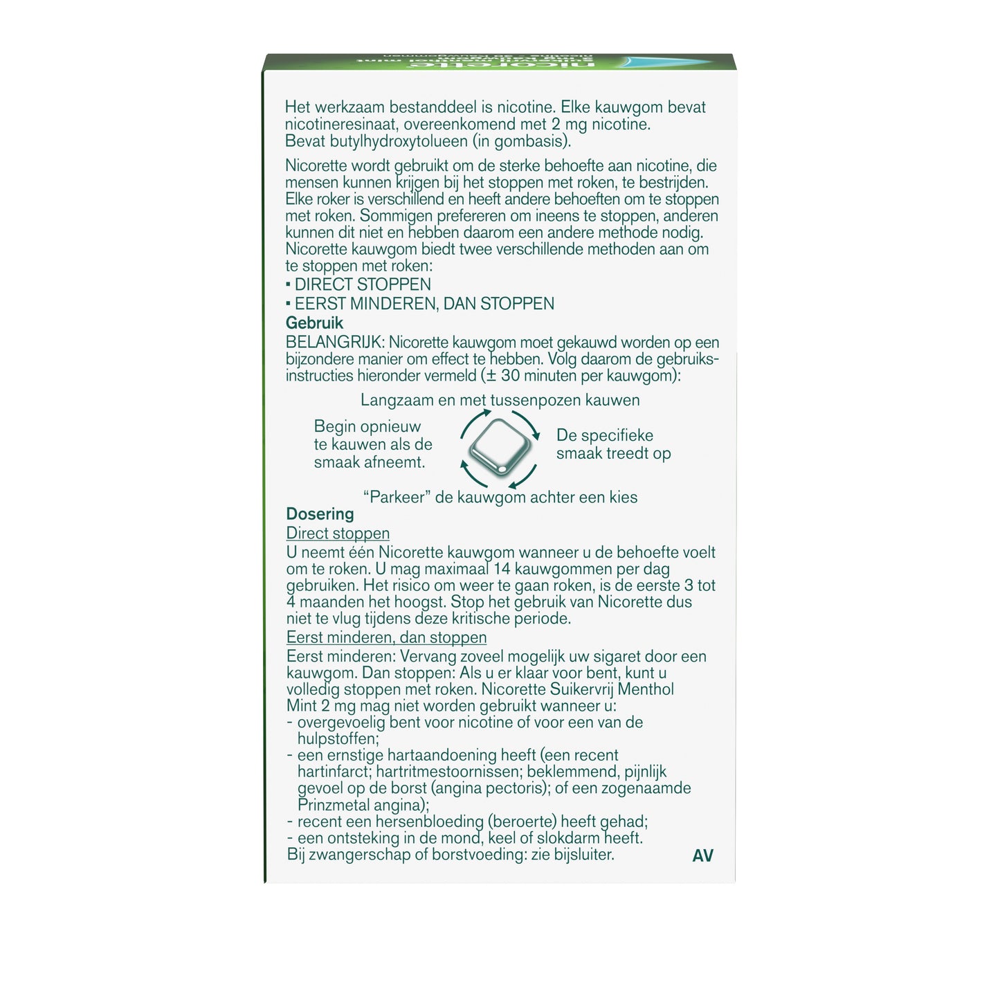 Nicorette Kauwgom 2mg menthol mint 30 Stuks
