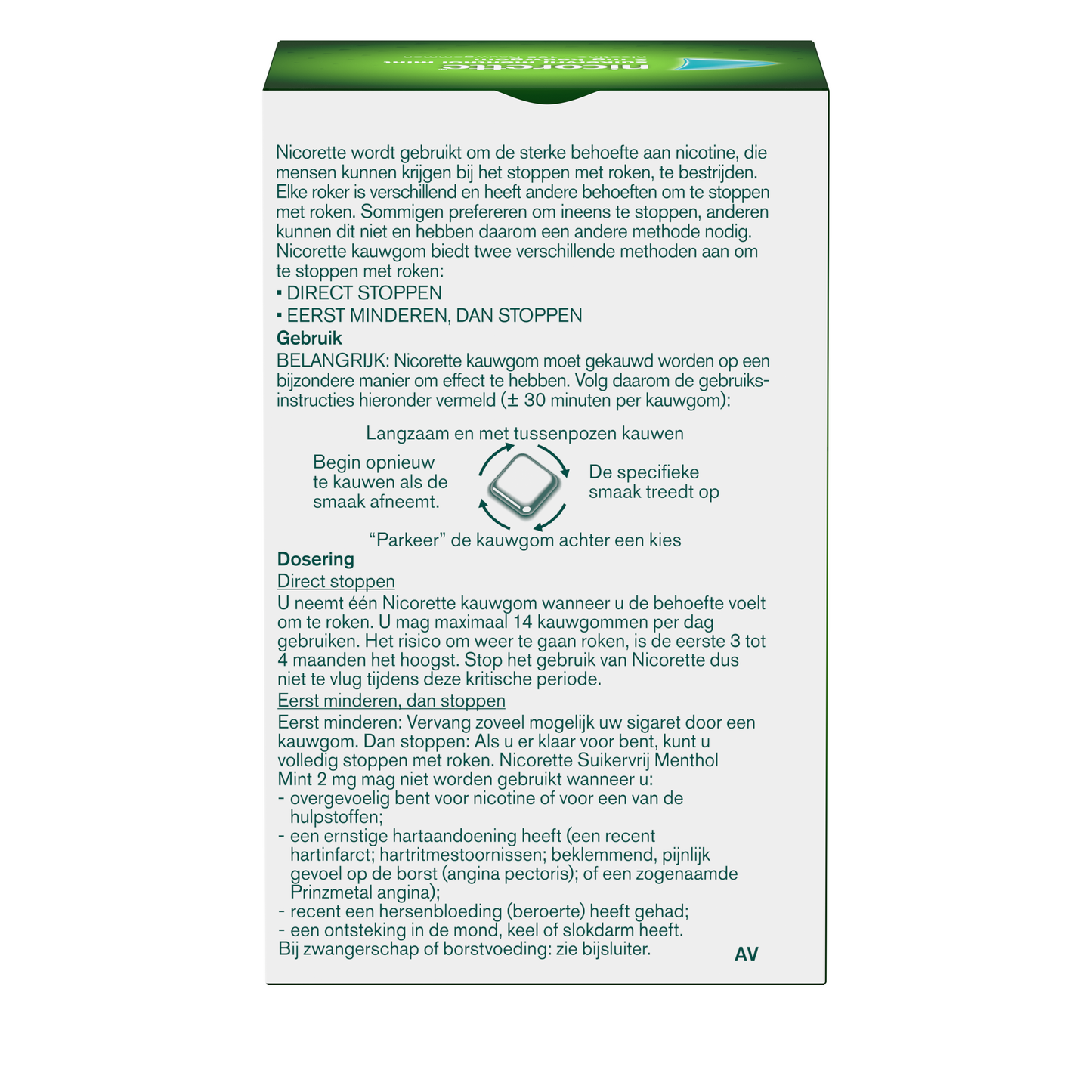 Nicorette Kauwgom 2mg menthol mint 105.00 Stuks