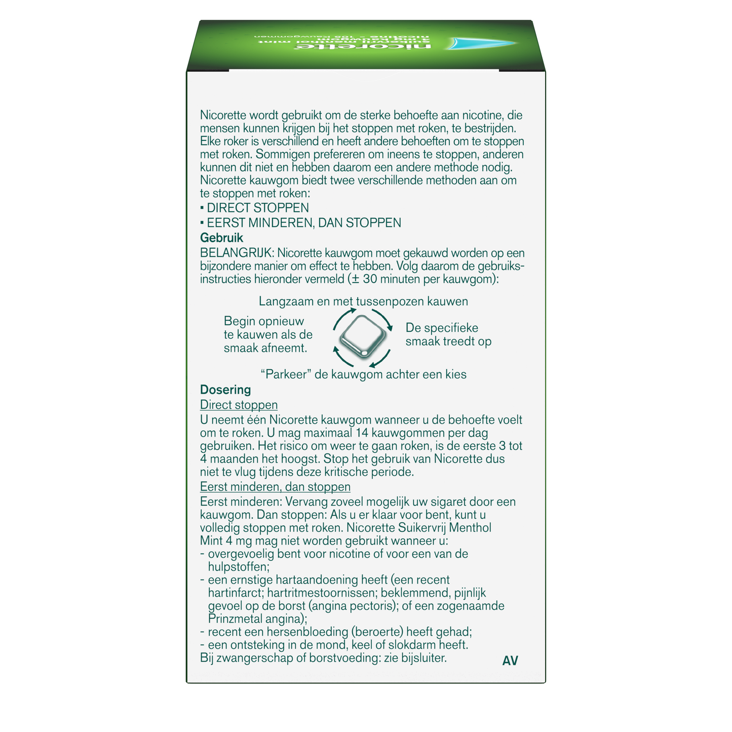 Nicorette Kauwgom 4mg menthol mint 105.00 Stuks