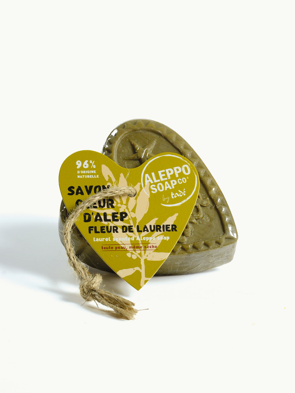 Aleppo Soap Co Savon d'Alep hart fleur de laurier met touw 150 Gram