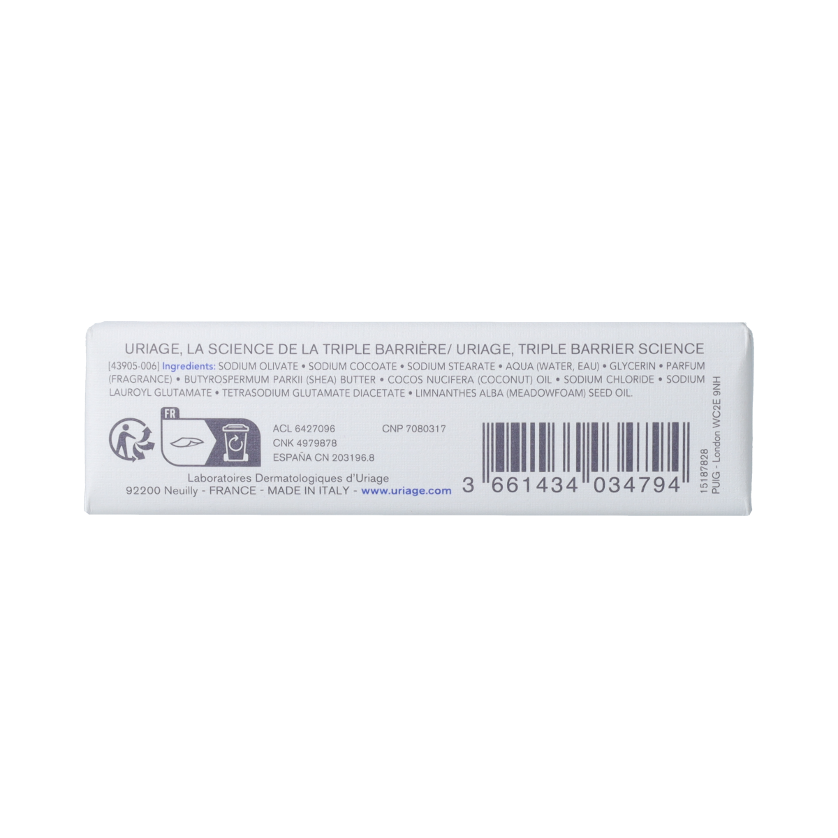 Uriage Cleansing cream bar 125.00 Gram
