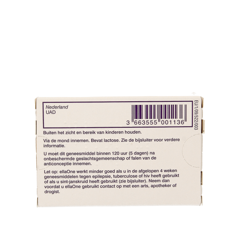 Ellaone Filmomhulde tablet 30mg 1 Tabletten