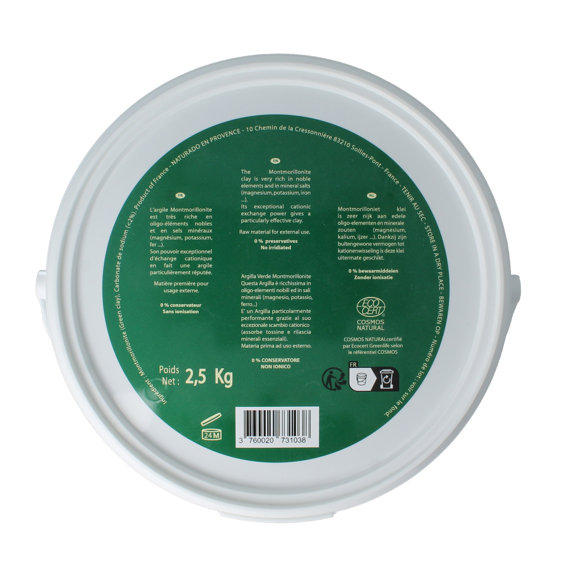 Naturado Groene klei montmorillon emmer 2.50 Kilogram