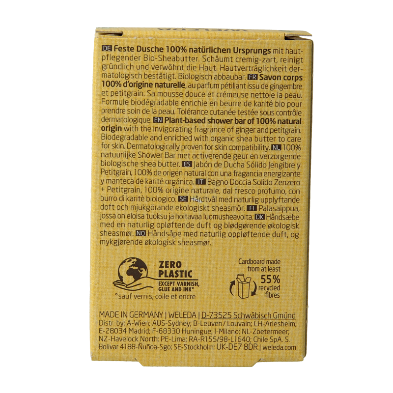 Weleda Shower bar ginger + petitgrain 75 Gram
