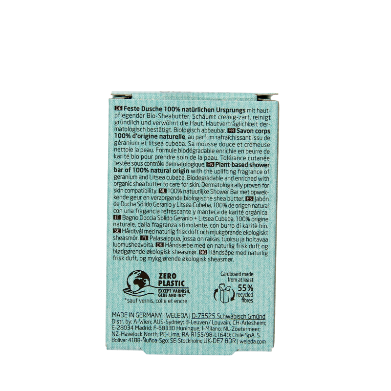 Weleda Shower bar geranium + litsea cubeba 75 Gram