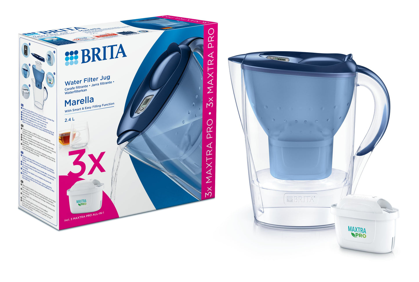 Brita Marella cool blue + 3 maxtra pro all-in-1 1.00 Set