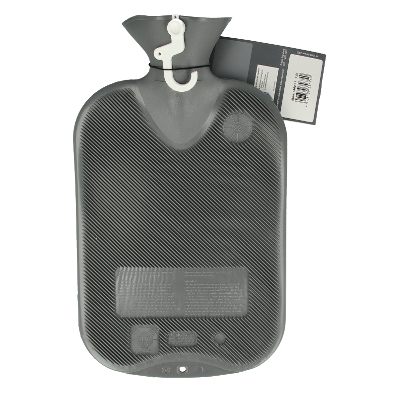 Fashy Kruik warmwater zak antraciet dubbele ribbel 2.00 Liter