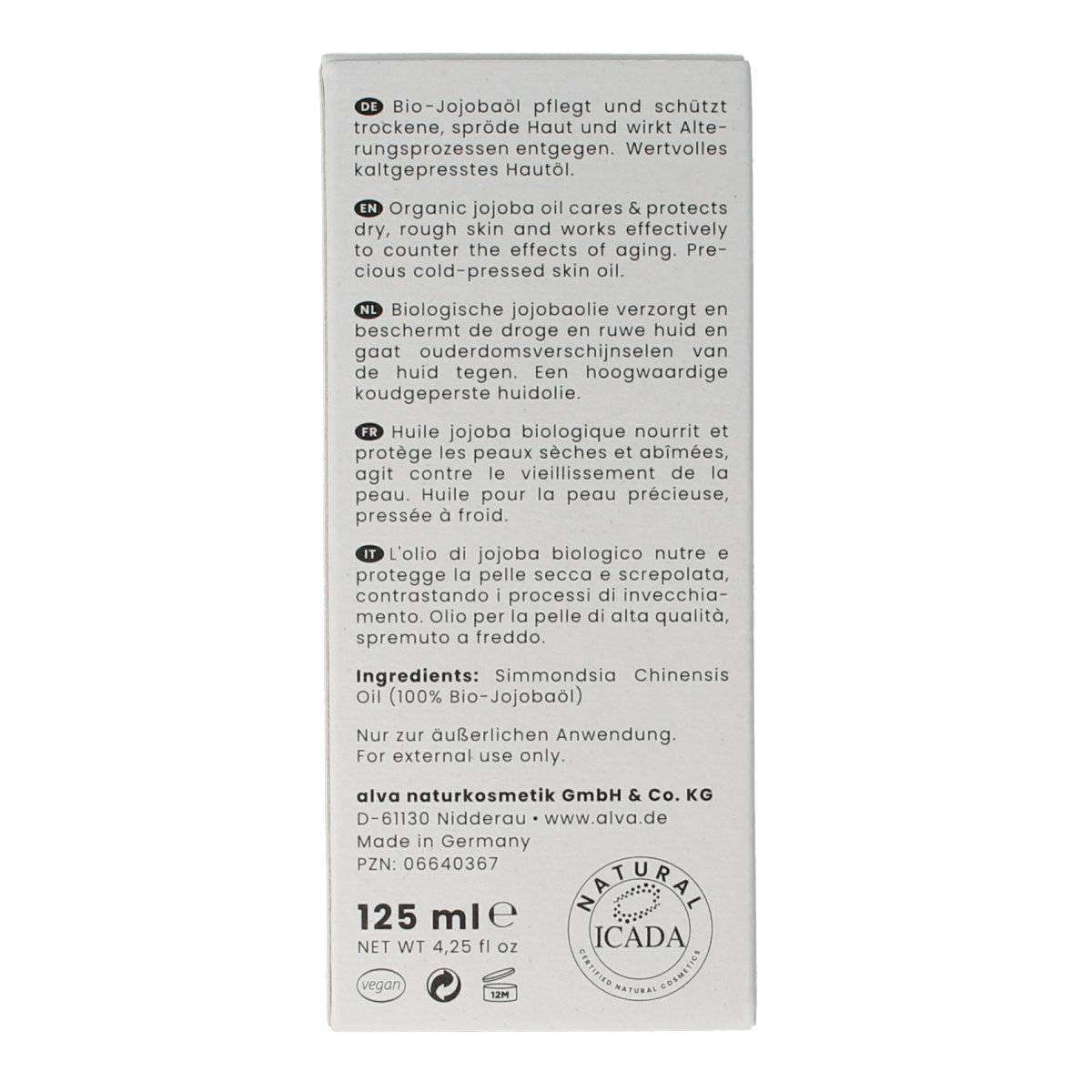 Alva Jojoba olie 125.00 Milliliter
