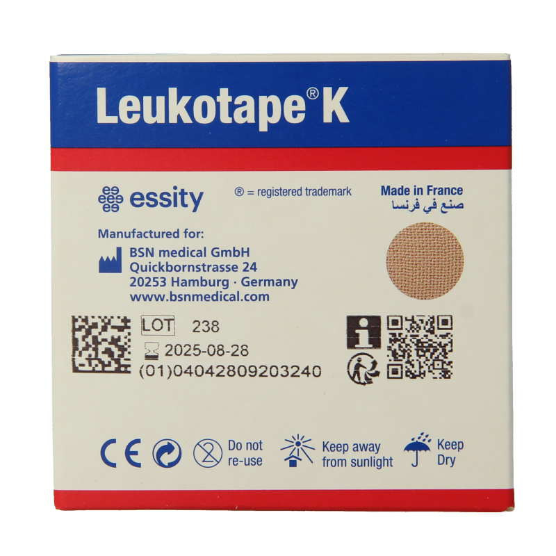 Leukotape K elastische tape 5m x 5cm huidkleur 1.00 Stuks