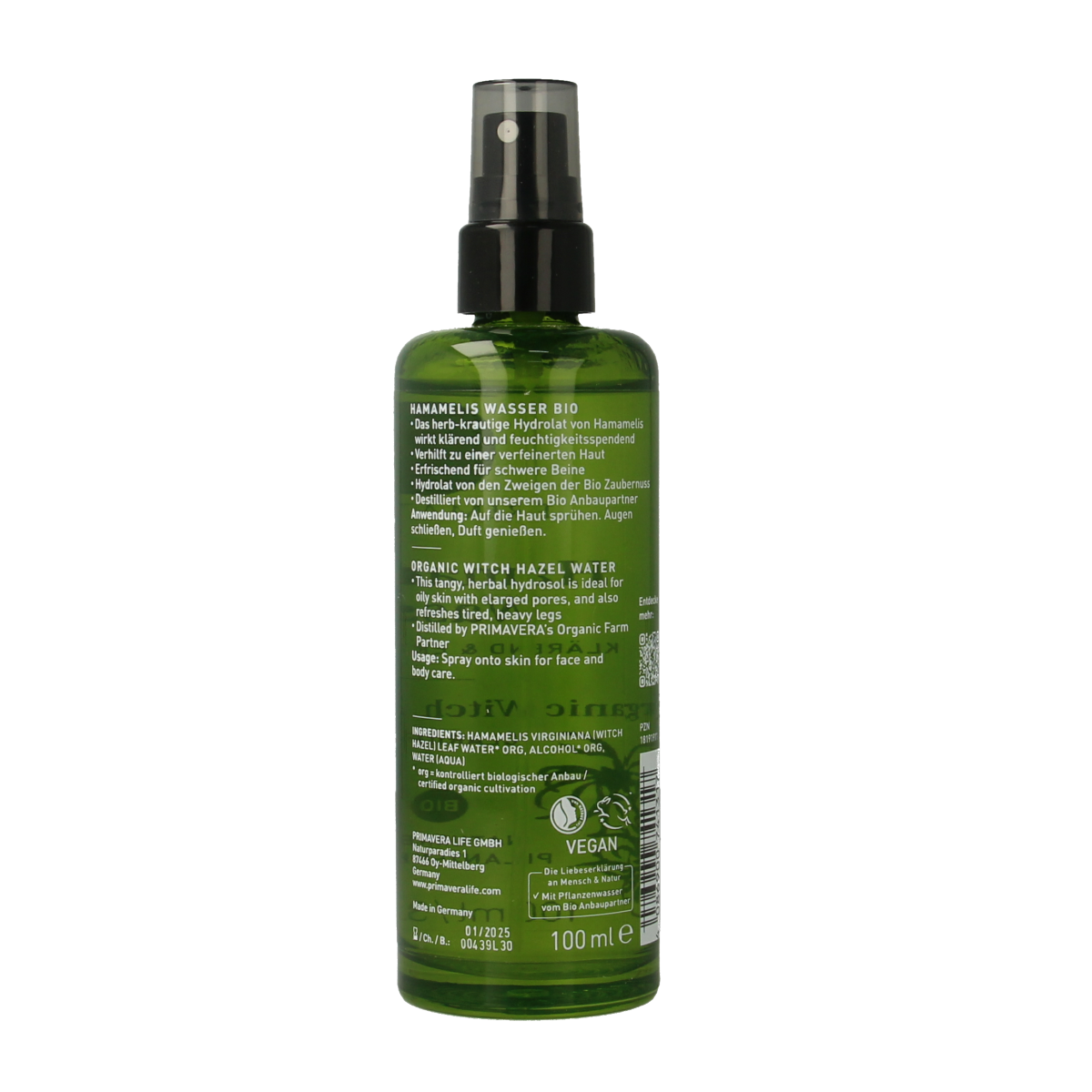 Primavera Witch hazel water bio 100.00 Milliliter