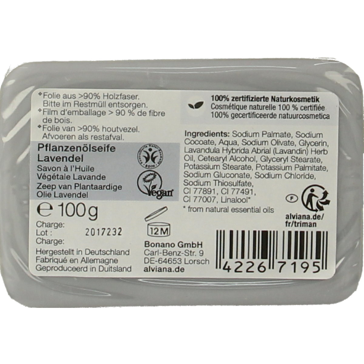 Alviana Lavendelzeep 100.00 Gram
