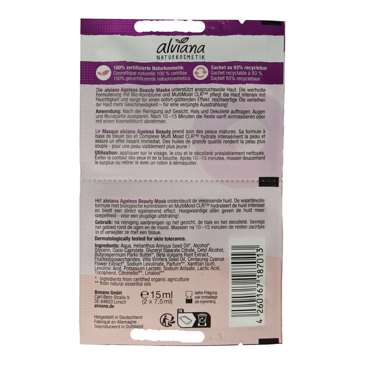 Alviana Ageless beauty mask 2 x 7.5 ml 15.00 Milliliter