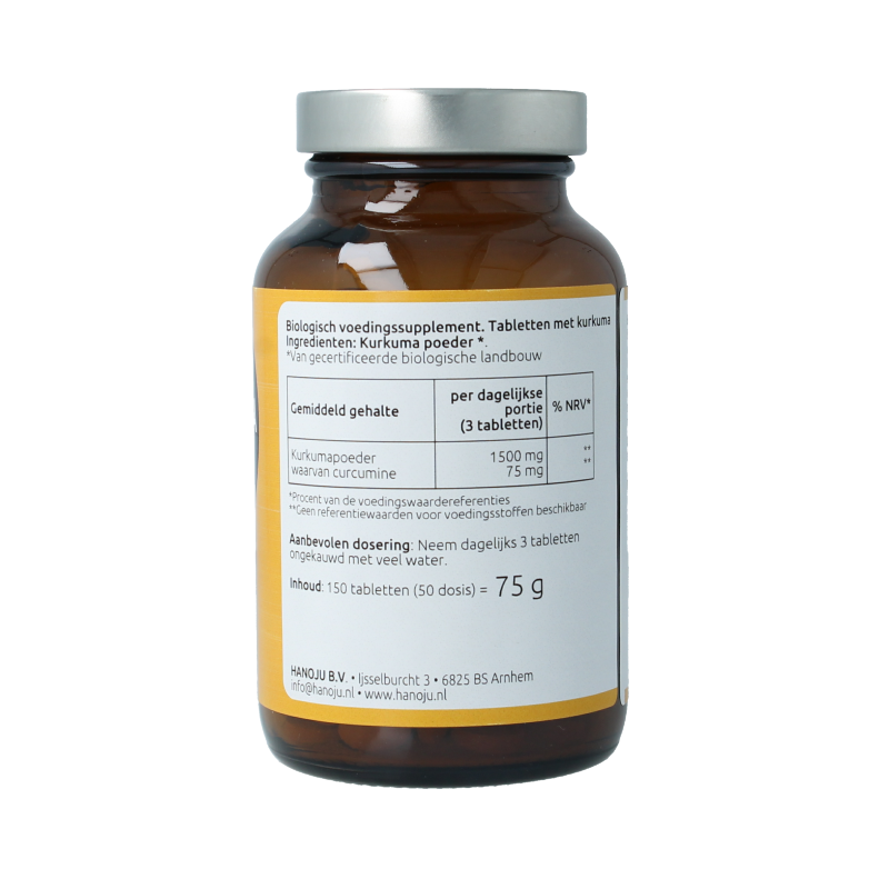Hanoju Kurkumapoeder 500mg 150 Tabletten