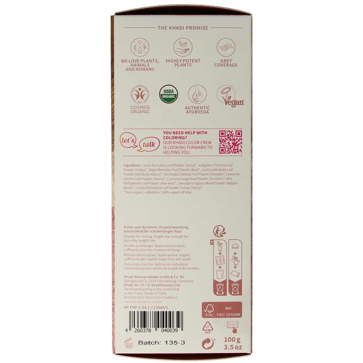 Khadi Haarkleur light blond 100.00 Gram