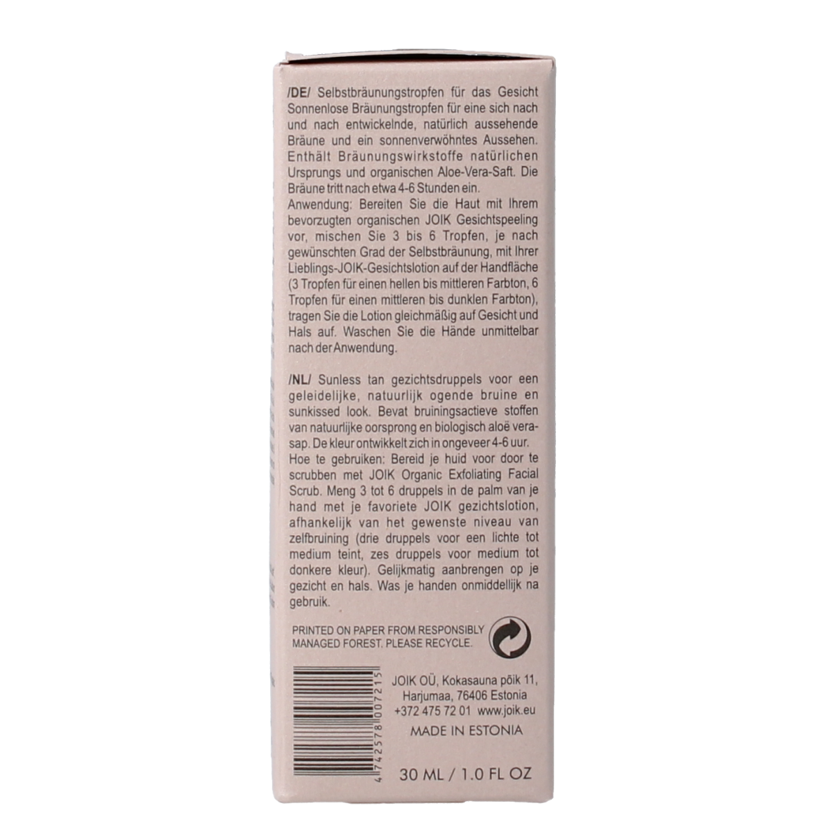 Joik Organics Sunless tan facial drops 30.00 Milliliter