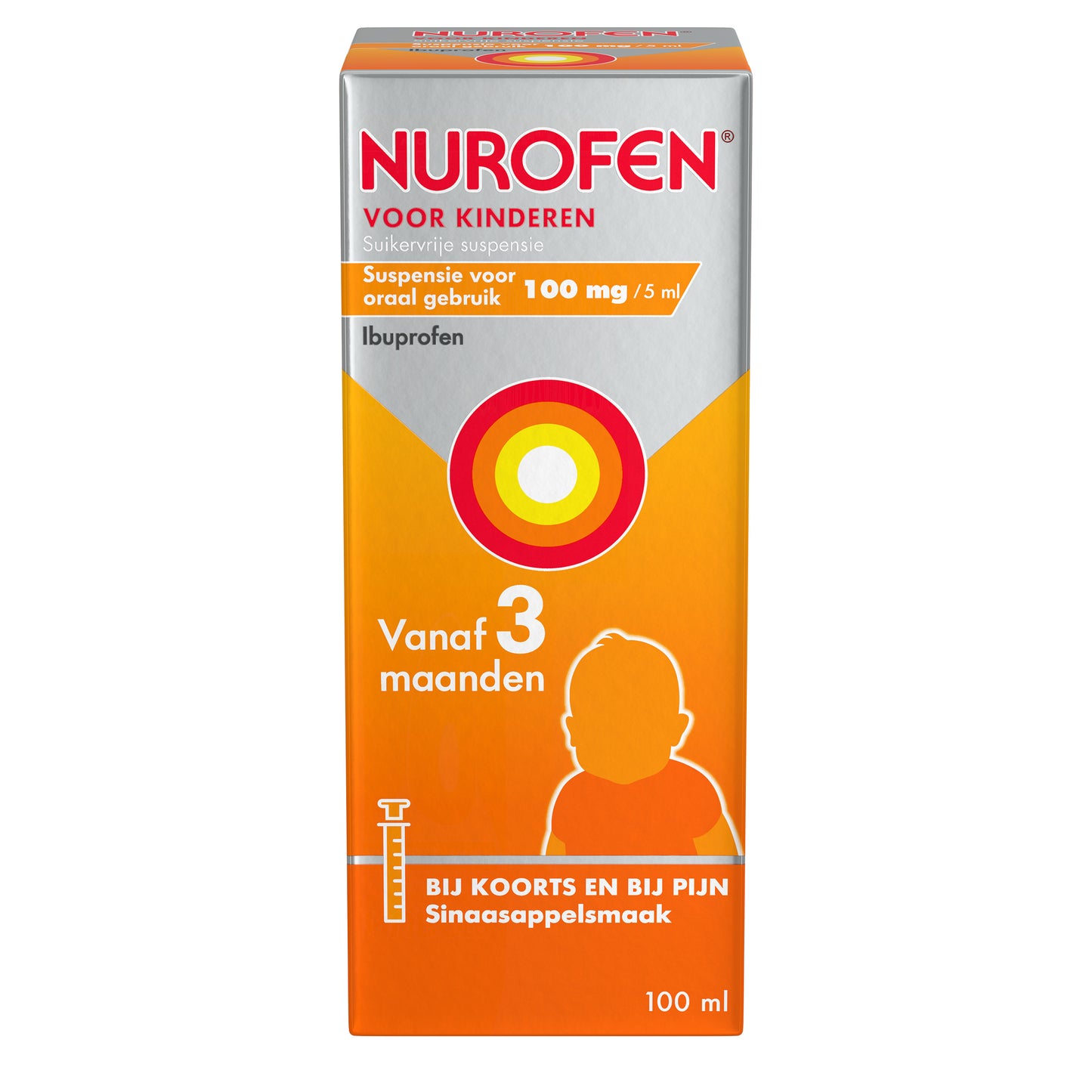 Nurofen Suspensie kind 100mg / 5ml sinaasappel suikervrij 100.00 Milliliter