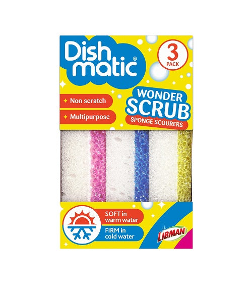 Dishmatic Wonder scrub schuursponzen krasvrij 3-pack 1.00 Stuks