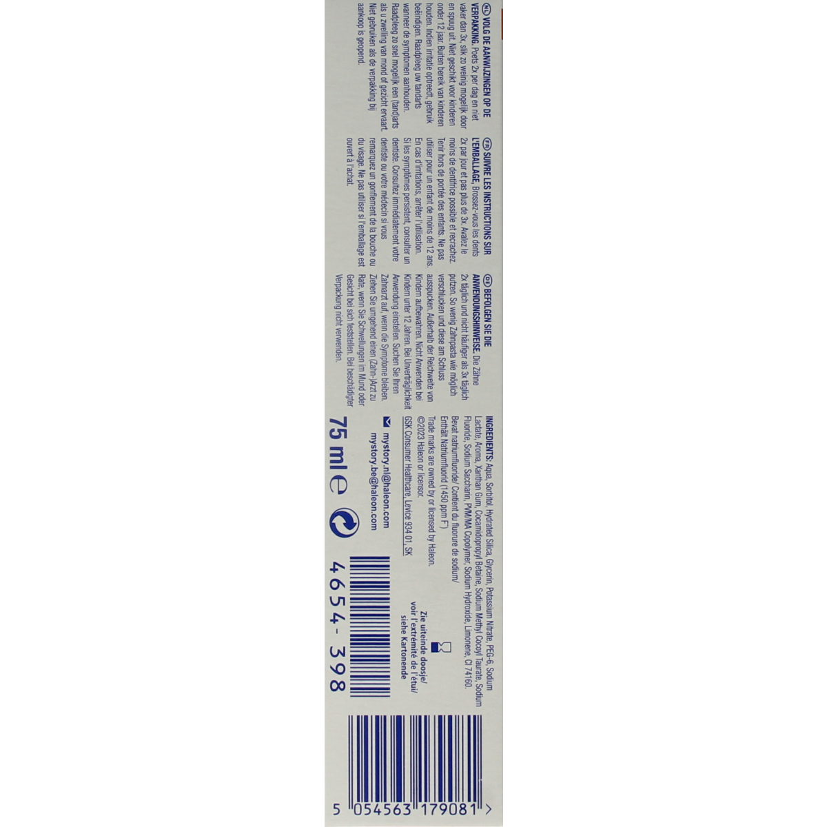 Sensodyne Tandpasta proglasur active shield whitening 75.00 Milliliter