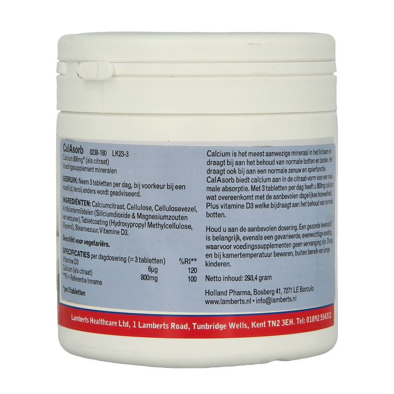 Lamberts CalAsorb (calcium citraat) & Vitamine D3 180 Tabletten
