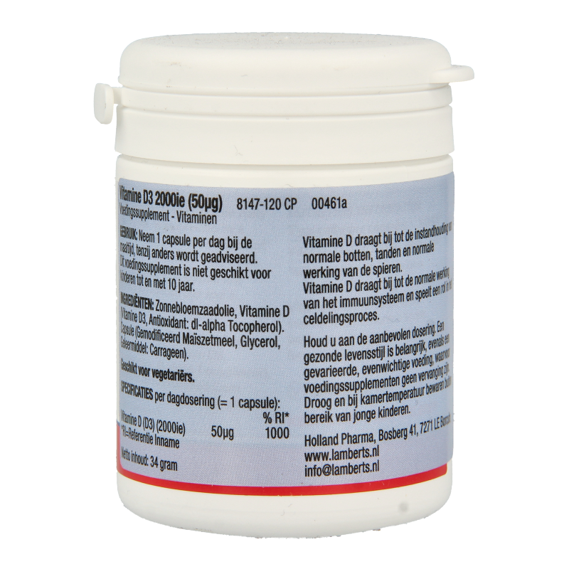 Lamberts Vitamine D3 2000IE 50mcg 120.00 Capsules