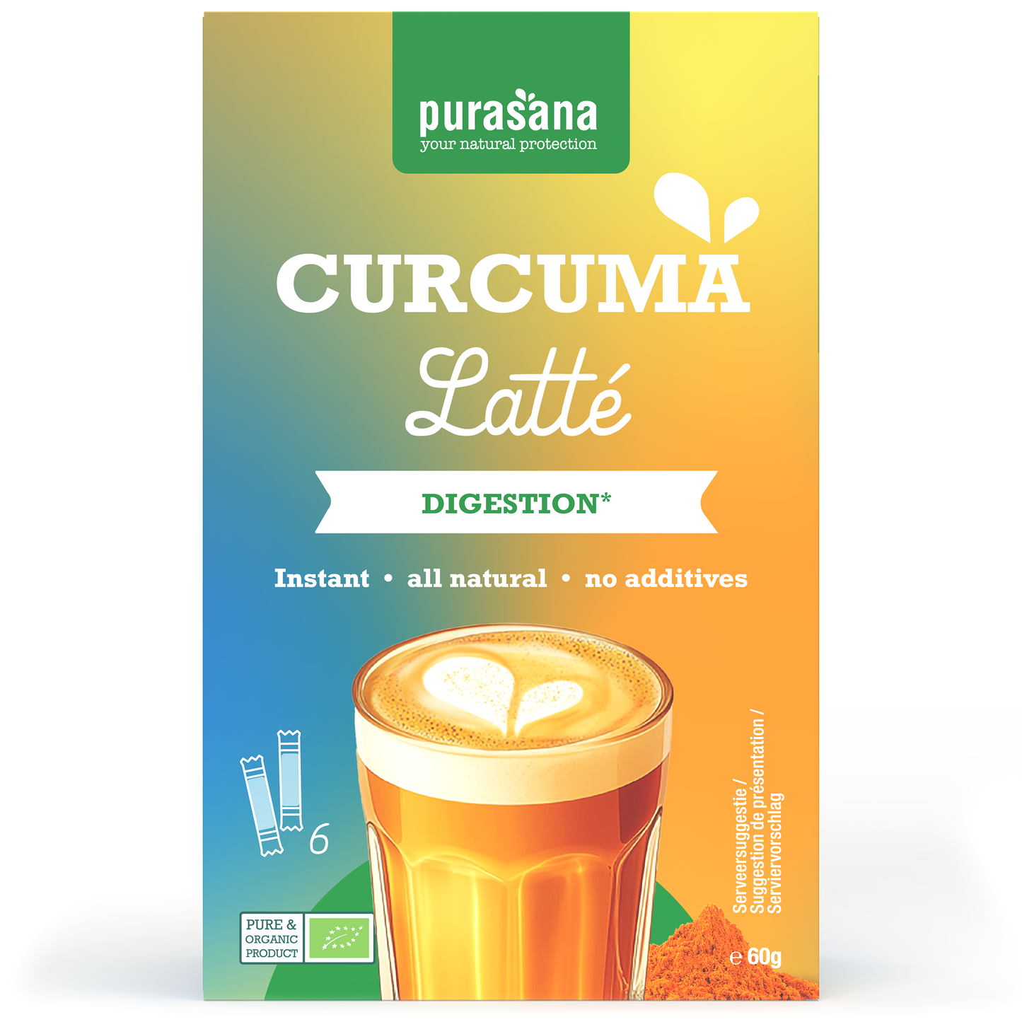 Purasana Instant curcuma latte 6x10g bio 60.00 Gram